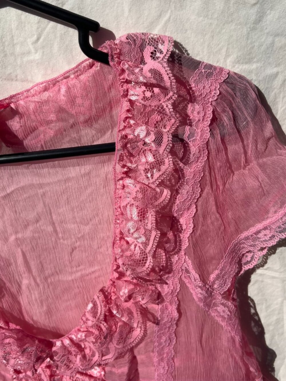 Sunny Leigh Womens Silk Ruffle Baby Doll Tie Top Pink Size L. - Picture 4 of 6